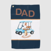 革ステッチユニークルックパパゴルフカートイニシャル ゴルフタオル (正面)