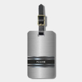 革ストライプの一見を用いるスタイリッシュな金属 ラゲッジタグ (正面縦)