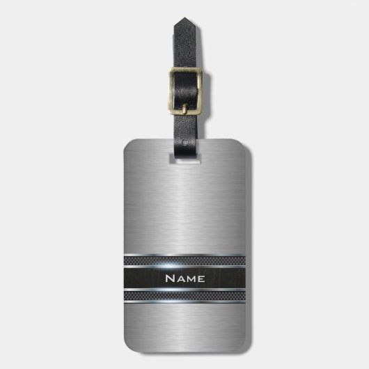 革ストライプの一見を用いるスタイリッシュな金属 ラゲッジタグ (正面縦)