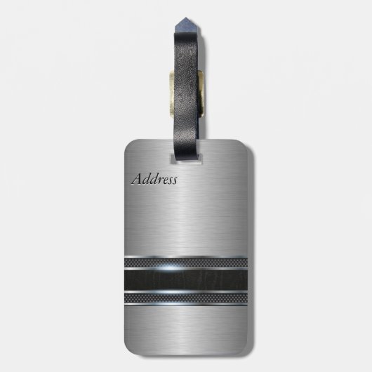 革ストライプの一見を用いるスタイリッシュな金属 ラゲッジタグ (裏面縦)