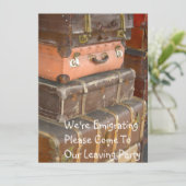 革スーツケースの移住のパーティの招待状 招待状 (スタンド正面)