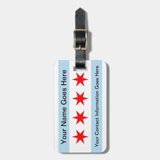 革バンドが付いているシカゴの荷物のラベルの旗 ラゲッジタグ (正面縦)