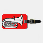革バンドが付いているテューバの荷物のラベル ラゲッジタグ (正面横)