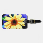 革バンドが付いているヒマワリの荷物のラベル ラゲッジタグ (正面横)