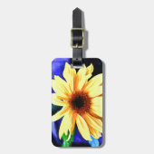 革バンドが付いているヒマワリの荷物のラベル ラゲッジタグ (正面縦)