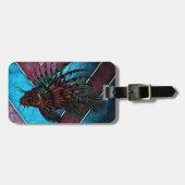 革バンドが付いているライオンの魚の荷物のラベル ラゲッジタグ (正面横)