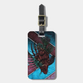 革バンドが付いているライオンの魚の荷物のラベル ラゲッジタグ (正面縦)