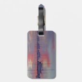 革バンドが付いている日没の荷物のラベルのヨット ラゲッジタグ (裏面縦)