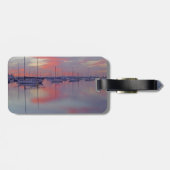 革バンドが付いている日没の荷物のラベルのヨット ラゲッジタグ (裏面横)