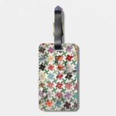 革バンドが付いている母のキルトの荷物のラベル ラゲッジタグ (裏面縦)