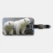 革バンドが付いている白くまの荷物のラベル ラゲッジタグ (裏面横)