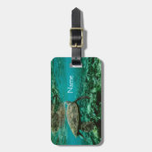 革バンドが付いている荷物のラベルの水泳のカメ ラゲッジタグ (正面縦)