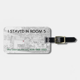 革バンドが付いている荷物のラベル- "私は部屋5"はにとどまりました ラゲッジタグ