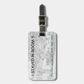 革バンドが付いている荷物のラベル- "私は部屋5"はにとどまりました ラゲッジタグ (正面縦)