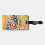 革バンドが付いている蝶芸術の名前の荷物のラベル ラゲッジタグ (裏面横)