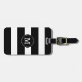 革バンドが付いている黒のストライプの荷物のラベル ラゲッジタグ (正面横)