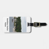 革バンドが付いているBoothbay港のボートの荷物のラベル ラゲッジタグ (正面横)