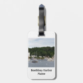 革バンドが付いているBoothbay港のボートの荷物のラベル ラゲッジタグ (裏面縦)