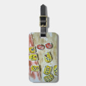 革バンドが付いているMah Jongg (mahjong)の荷物のラベル ラゲッジタグ (正面縦)