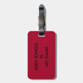 革バンドが付いているMah Jongg (mahjong)の荷物のラベル ラゲッジタグ (裏面縦)