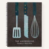 革パーソナライズされた台所用品レシピ帳 ノートブック (正面)