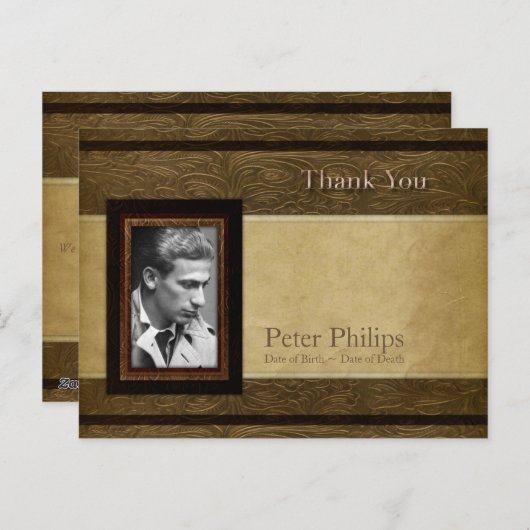 革フェイクパーチメント写真悔やみや弔慰ありがとうP ポストカード (正面/裏面)