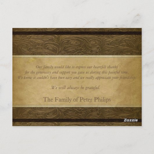 革フェイクパーチメント写真悔やみや弔慰ありがとうP ポストカード (裏面)