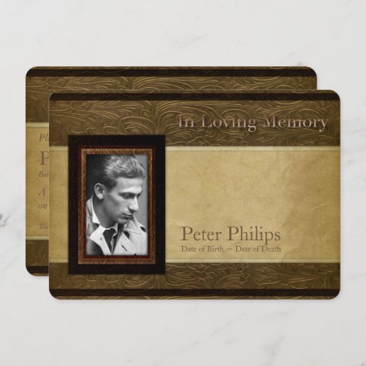 革フェイク製パーチメント写真供養 招待状 (正面/裏面)