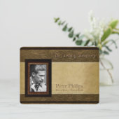 革フェイク製パーチメント写真供養 招待状 (スタンド正面)