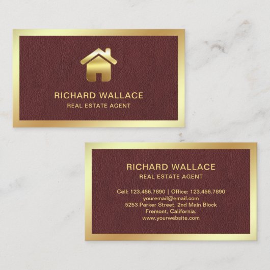 革フェイク金箔ホームロゴ実在エステート 名刺 (正面/裏面)