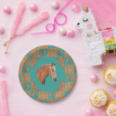 革プリントの西部のパーティーを持つPalominoの馬 ペーパープレート (パーティー)