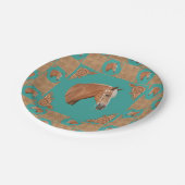 革プリントの西部のパーティーを持つPalominoの馬 ペーパープレート (アングル)