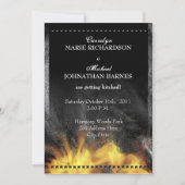 革及び炎のバイクもしくは自転車に乗る人の結婚式招待状 招待状 (正面)