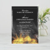 革及び炎のバイクもしくは自転車に乗る人の結婚式招待状 招待状 (スタンド正面)