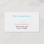 革名刺のスネークスキンの動物のペットの世話 予約カード (裏面)