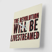 革命が盛り上がる スクエア壁時計 (傾斜)