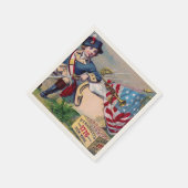 革命戦争の愛国的少年の旗のヴィンテージ芸術 スタンダードカクテルナプキン (角)