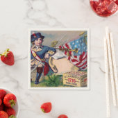 革命戦争の愛国的少年の旗のヴィンテージ芸術 スタンダードカクテルナプキン (インサイチュ)