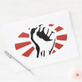 革命拳 楕円形シール (封筒)