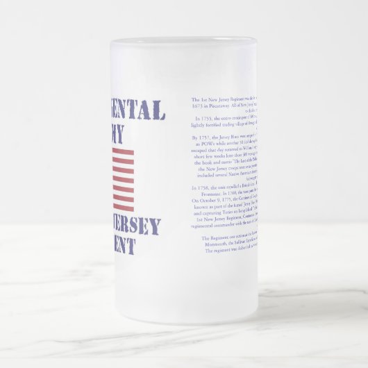 革命的な戦争の第1ニュージャージーの連隊ガラス フロストグラスビールジョッキ (中央)