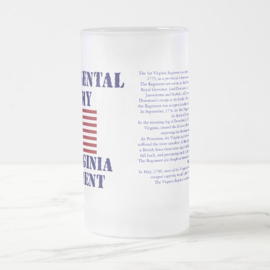 革命的な戦争の第1ヴァージニアの連隊ガラス フロストグラスビールジョッキ (中央)