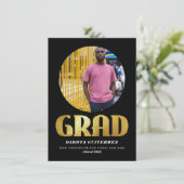 革命 | ゴールド＆ブラックの卒業写真発表 招待状 (スタンド正面)