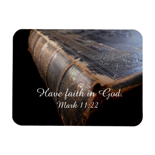 革擦り切れたの聖書、"神への信仰を持つ"マルコ11:22 マグネット (横)