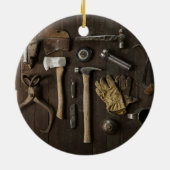 革新のテーマの、木の大工仕事の便利屋およびT セラミックオーナメント (裏面)