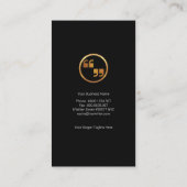 革新的で大きく白い引用符のコピーライター 名刺 (裏面)