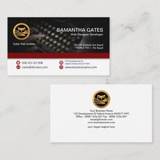 革新的な芸術的レトロタイプライターシステム 名刺 (正面/裏面)