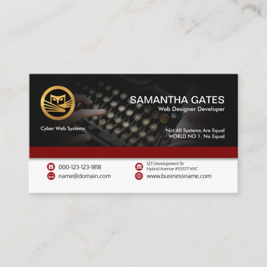 革新的な芸術的レトロタイプライターシステム 名刺 (正面)