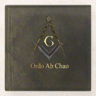 革本の一見の正方形およびコンパス ガラスコースター