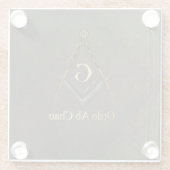 革本の一見の正方形およびコンパス ガラスコースター (裏面)