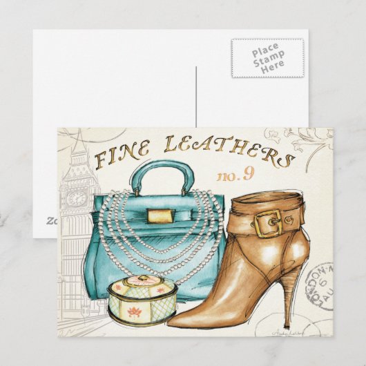 革素晴らし製バッグ及び靴 ポストカード (正面/裏面)